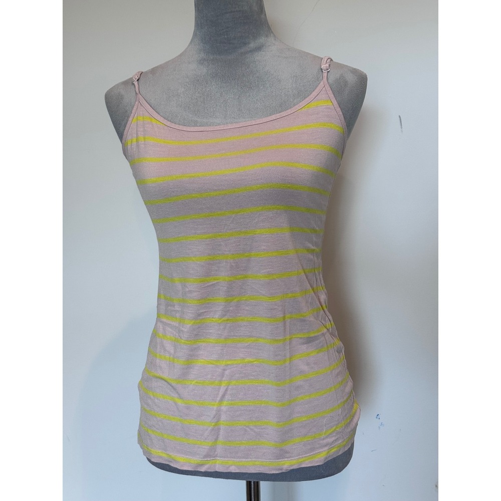 Ann Taylor Loft Womens Pink Lime Green Striped Adjustable Strap Camisole Top M